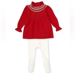 Edgehill Collection Christmas 3 M Smocked Mock Fairisle Neck Sweater Dress NWT